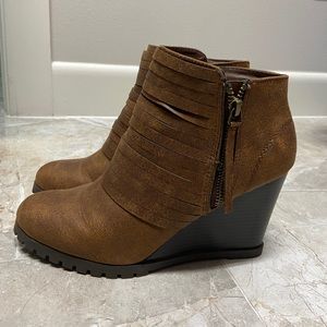 Brown Wedge Ankle Booties